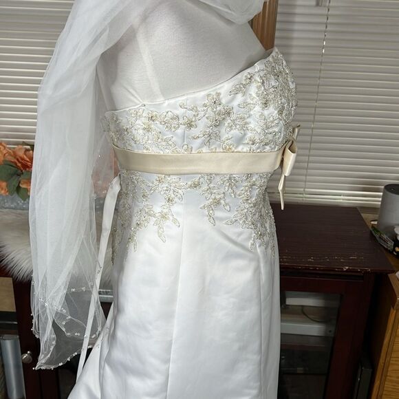 DAVID'S BRIDAL COLLECTION
lace wedding dress with beaded metallic lace - Picture 5 of 16